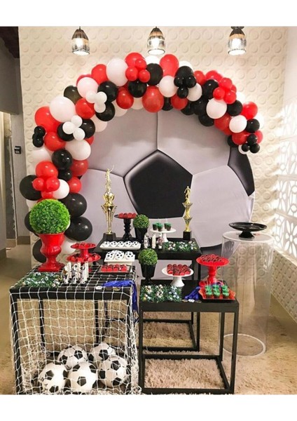 Kırmızı Siyah Beyaz Balon Balon Zincir 100 Adet