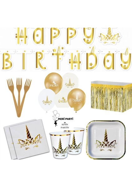 Unicorn Gold Parti Seti Lüks Unicorn Parti Set