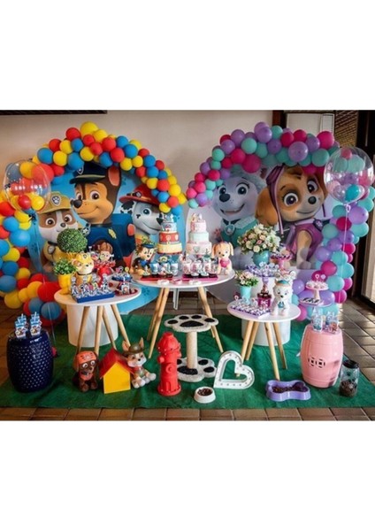 Paw Patrol 200 Adet Metalik Balon ve 2 Adet Balon Zinciri 2'li Zincir Set Kız Erkek Doğum Günü Set