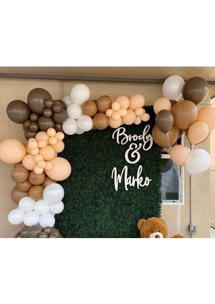 Karamel Tonlarda Pastel Balon ve 5 Metre Balon Zinciri