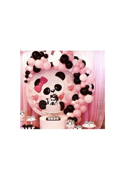 100 Adet Pembe Beyaz Siyah Balon Özel Gün Konsept Balon Zincir