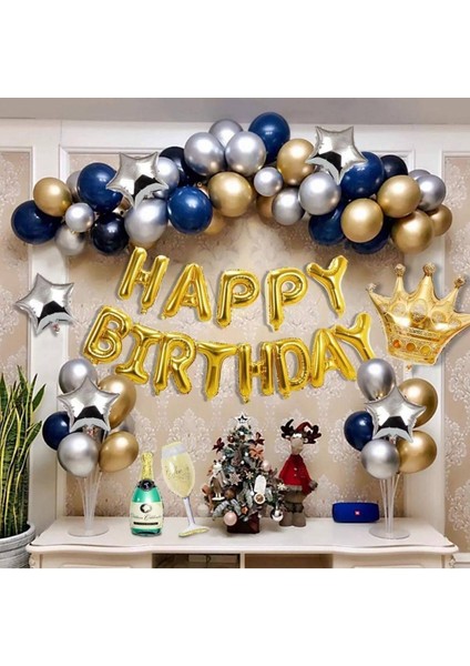 Happy Bırthday Gold Doğum Günü Balon Zincir Seti