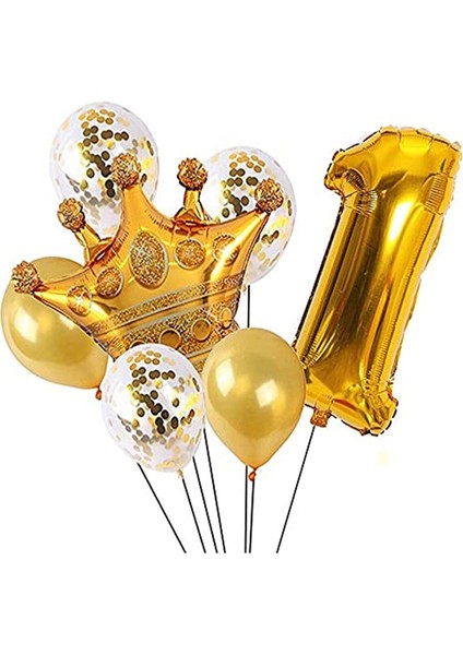 1 Yaş Balon Seti Kral Taçlı Folyo Balon