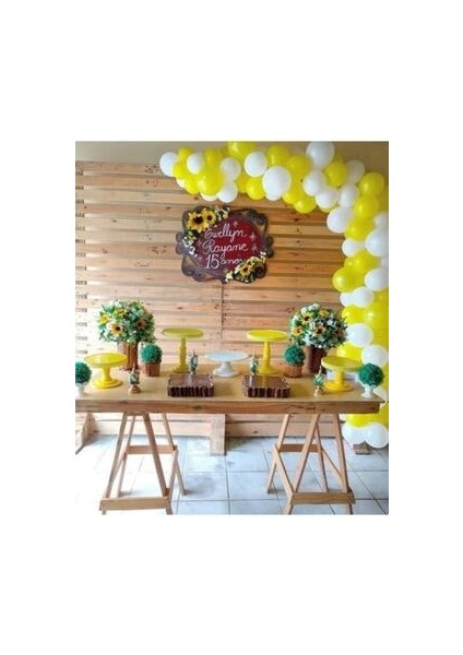 Papatya Temalı Sarı Beyaz Balon Set 100 Adet