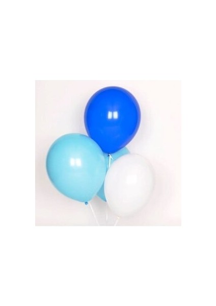 30 Adet Metalik Balon (Beyaz - Mavi - Mint Yeşil Karışık) Balon
