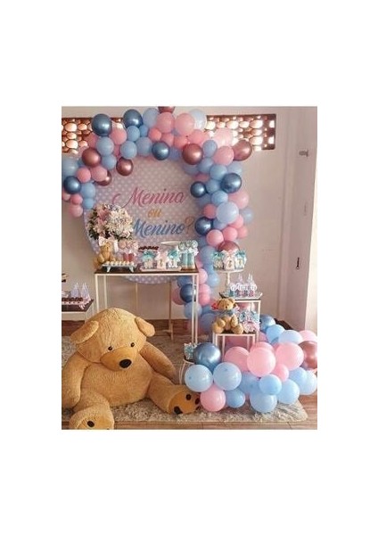 Cinsiyet Belirleme Balon Konsept Krom Pembe Krom Mavi