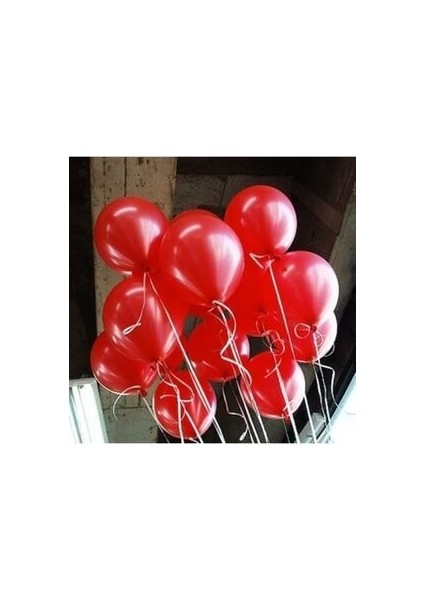 25 Adet Metalik Balon - Kaliteli Kırmızı Renk Uçan Balon