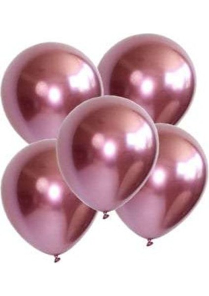 Aşkın Parti Evi Rose Gold Balon Parti Balonu Krom Balon Rose Balon 5 Adet