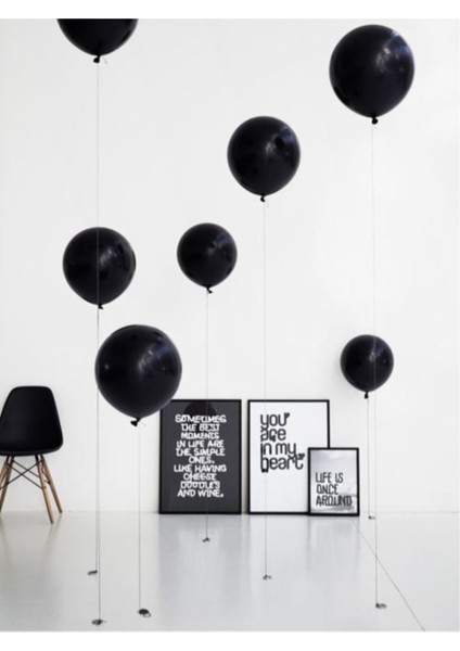 100 Adet Siyah Balon Siyah Konsept Balon Doğum Günü Parti Balon