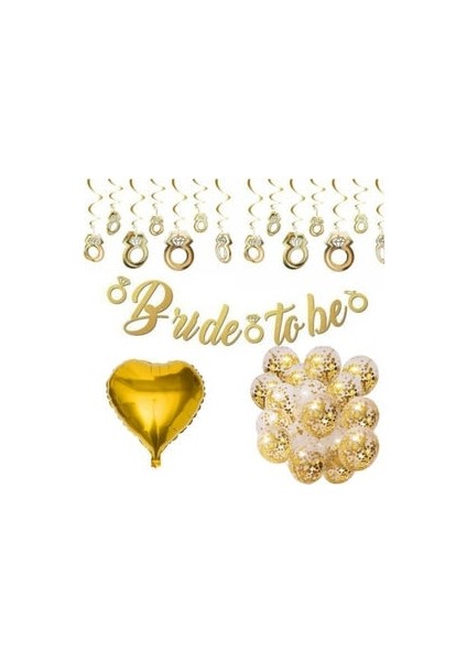 Altın Renk Bride To Be Set Bekarlığa Veda Konsept