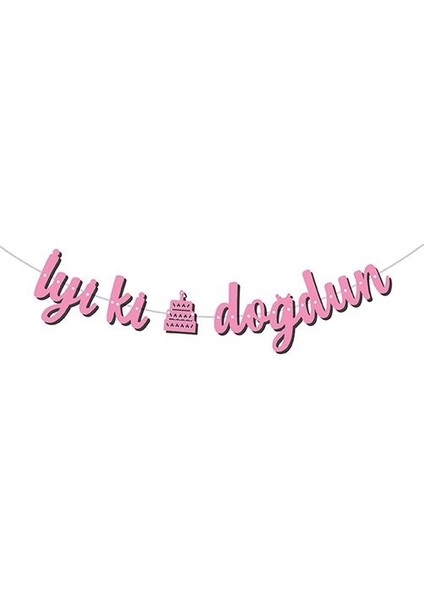 Kaligrafi Banner Pembe Iyiki Doğdun Parti Süslemeleri Doğum Günü