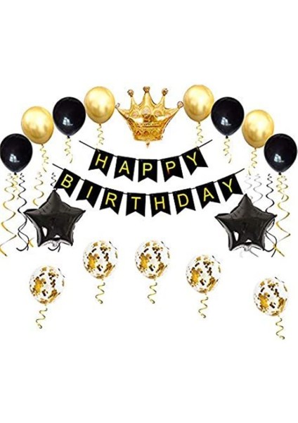 Taç Folyo Happy Bırthday Yazısı Doğum Günü Parti Seti