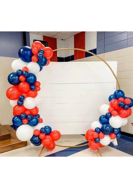 100 Adet Lacivert Beyaz Kırmızı Renklerde Balon ve Balon Zinciri