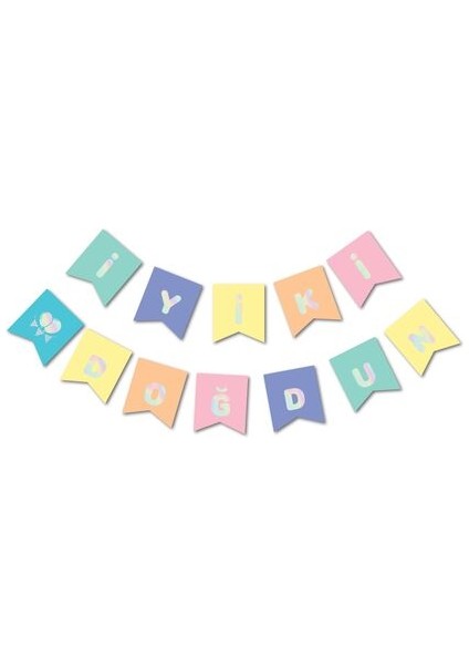 Macaron Hologram Iyi Ki Doğdun Banner Makaron Doğum Günü Banner