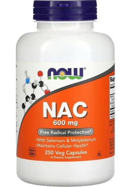 Nac (N-Asetil Sistein), 600 Mg, 250 Veg Capsules