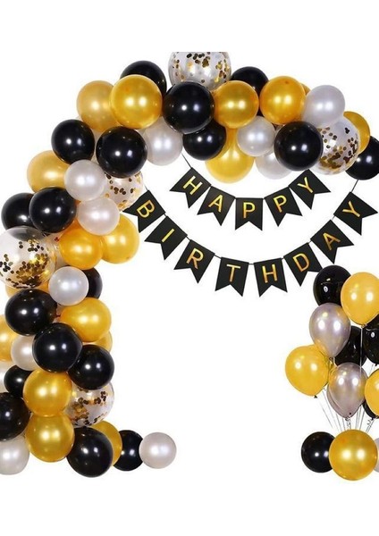 Happy Bırthday Banner - Balon ve Balon Zincir Seti