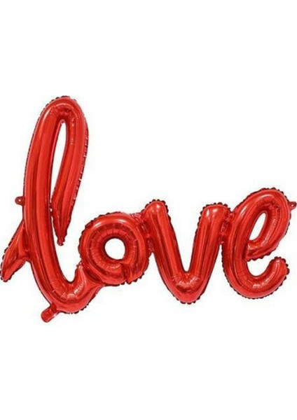 Kırmızı Love El Yazısı Folyo Balon
