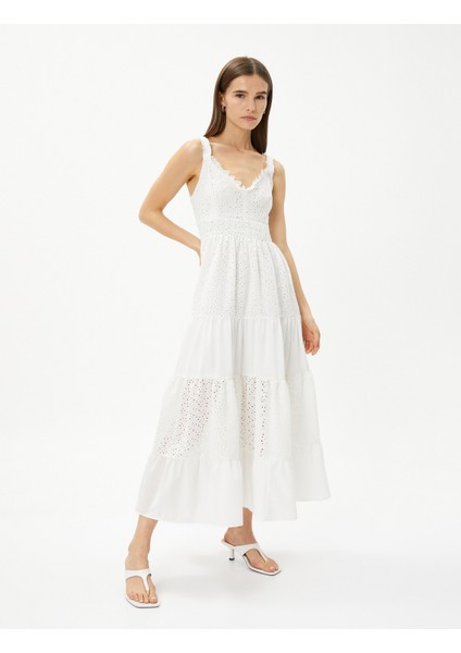 Uzun Fisto Elbise Askılı Kalp Yaka