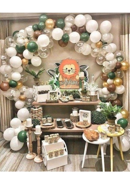 Safari Konsept Balon ve Balon Zinciri 100 Adet Metalik Balon