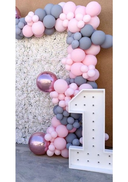 Pastel Balon Zinciri Pembe Gri .(Büyük Balonlar Yoktur)