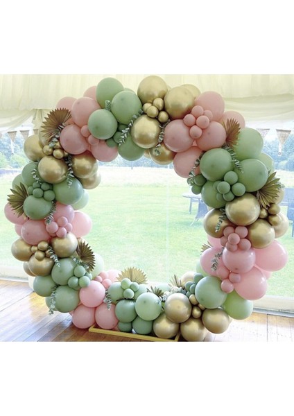 Küf Yeşili Makaron Pembe Gold Krom Balon Zinciri