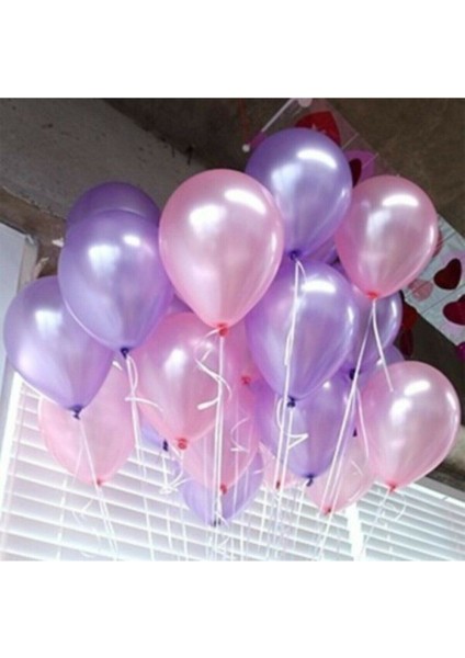 Metalik Lila Pembe Balon, Helyum Uyumlu 20 Adet