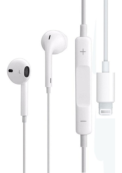 iPhone Uyumlu Lightning Girişli Süper Bass Mikrofonlu Kablolu Kulakiçi Kulaklık