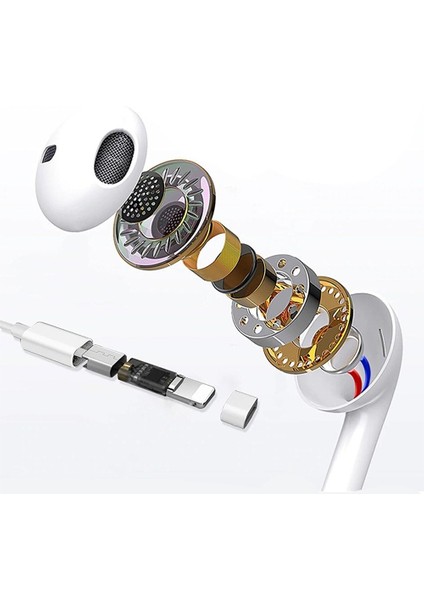 iPhone Uyumlu Lightning Girişli Süper Bass Mikrofonlu Kablolu Kulakiçi Kulaklık