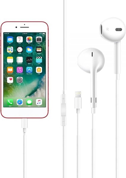 iPhone Uyumlu Lightning Girişli Süper Bass Mikrofonlu Kablolu Kulakiçi Kulaklık