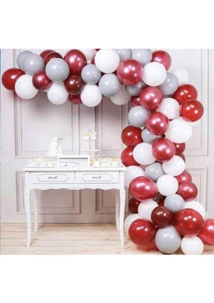 Kırmızı Gri Beyaz Balon ve Balon Zinciri