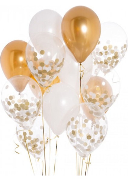 Beyaz ve Altın Konfeti Balonu