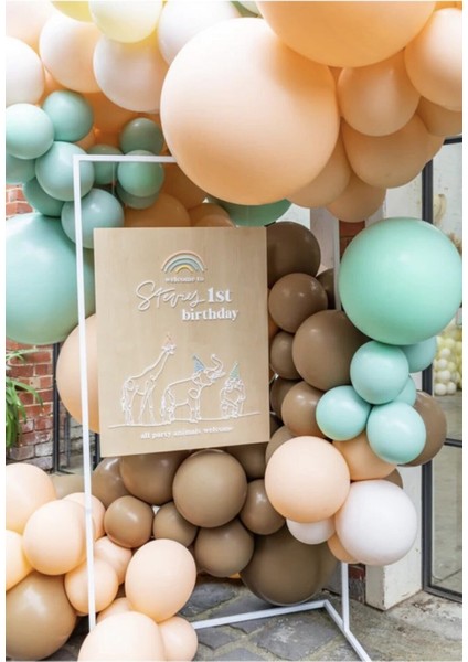 Karamel- Mint Yesili - Somon Balon Zincir Set 100’LU