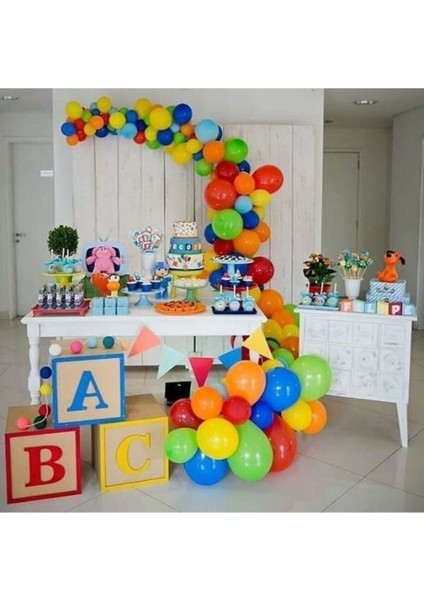 100 Adet Metalik Balon ve Balon Zinciri Konsept Renkler
