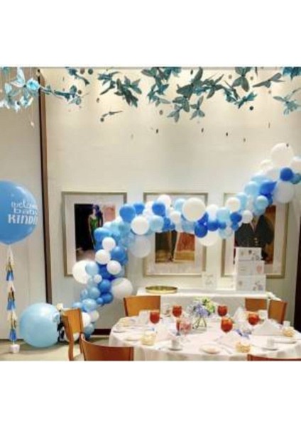 Beyaz Mavi Lacivert Balon Zincir Konsept Parti 100 Adet