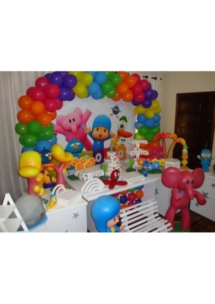 100 Adet Pocoyo Konsept Metalik Balon ve Balon Zinciri Doğum Günü Parti Konsept