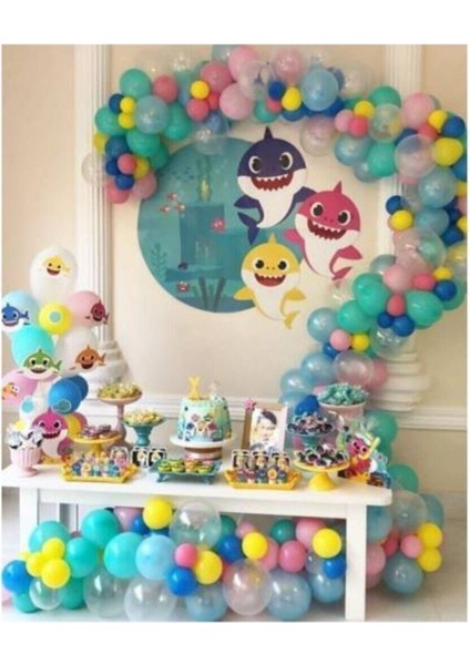 Baby Shark Balon Konsept 100 Adet Balon ve Balon Zinciri