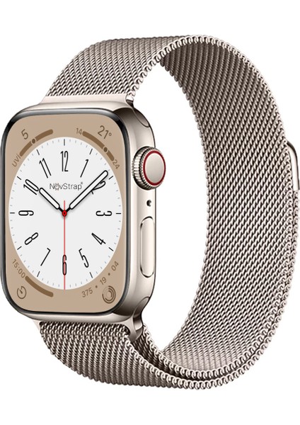 Apple Watch Ultra/Ultra 2 49mm Uyumlu Starlight Yıldız Işığı Hasır Örgü Metal Kordon Kayış