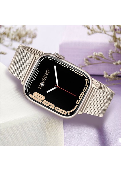 Apple Watch Ultra/Ultra 2 49mm Uyumlu Starlight Yıldız Işığı Hasır Örgü Metal Kordon Kayış fırsatları