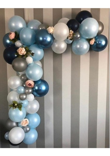 Krom Mavi Mavi Ton Özel Gün Konsept Balon Balon Zincir