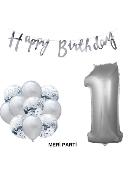 Happy Bırthday Doğum Günü Parti Set Gümüş Yaş Balon Şeffaf Gümüş Metalik Lateks Balon Set Parti Set fiyatları