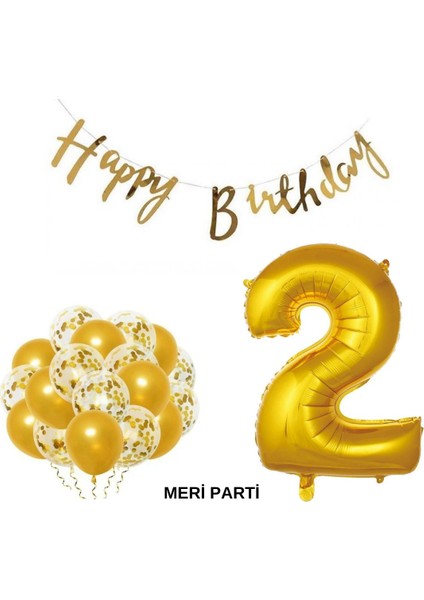 Happy Bırthday Doğum Günü Parti Set Gold Yaş Balon Şeffaf Gold Metalik Lateks Balon Set Parti Set