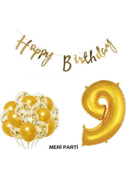 Happy Bırthday Doğum Günü Parti Set Gold Yaş Balon Şeffaf Gold Metalik Lateks Balon Set Parti Set