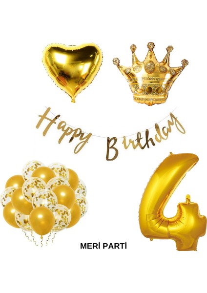Gold Temalı Happy Bırthday Doğum Günü Set Yaş Balonu Kral Taç Balon Kalp Balon Lateks Balon Set fiyatları