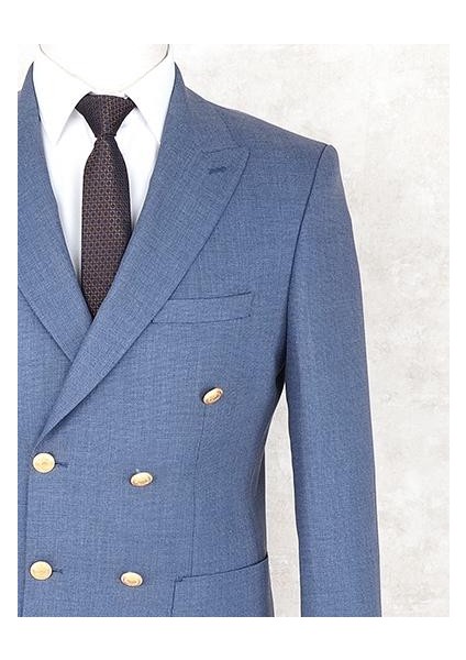 Yazlık Kruvaze -Yarım Astar- Metal Düğme Slimfit Drop 6 Ceket-Mavi fiyatları