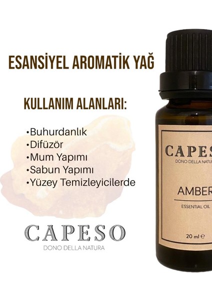 Amber Esansiyel Uçucu Yağ Saf Yoğun Koku Buhurdanlık Difüzör Esansı 20 ml