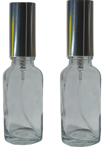 2 Adet 50 ml Cam Yeniden Doldurulabilir Sprey Kolonya Boş Parfüm Şişe Gümüş Renk Kapaklı