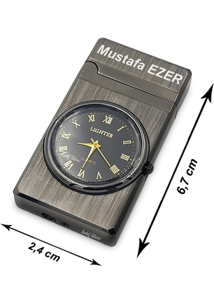 Saat Şeklinde Pürmüz Mavi Torch Hem Saat Hem Cakmak Jet Lighter Gazli Çakmak
