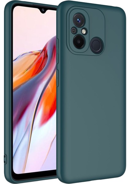 Xiaomi Poco C55 Kılıf Mara Lansman Silikon Mat Soft Içi Süet Yeşil