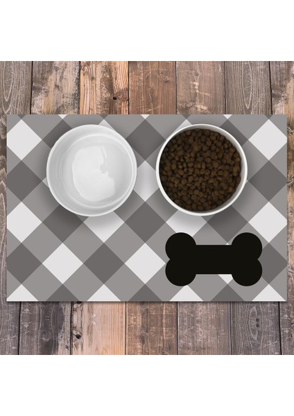 Vinil Kaymaz Tabanlı Keçe Baskılı Evcil Hayvan Pet Mama Paspası 40x60