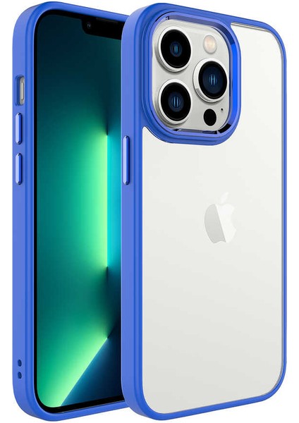 Apple iPhone 14 Pro Max Kılıf Kamera Çıkıntılı Nikelaj Hassas Tuşlu Arkası Cam Lacivert